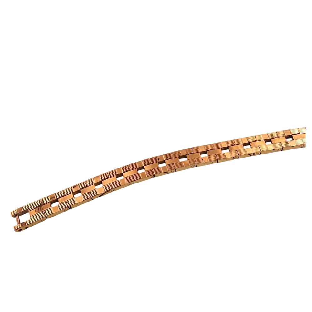 Vintage Gold Tone Geometric Rectangular Link Bracelet Fold Over Clasp 7.5"